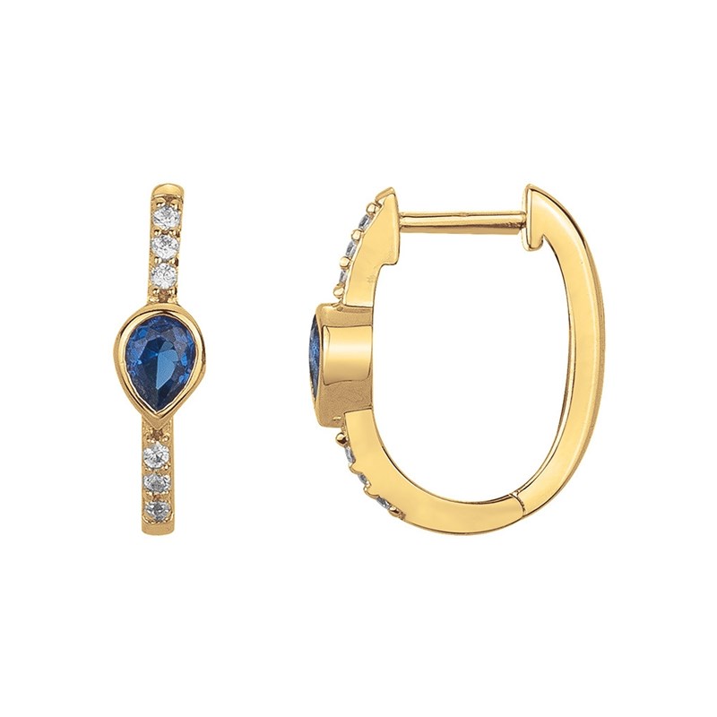 Créoles en Plaqué Or avec oxyde de zirconium bleu saphir