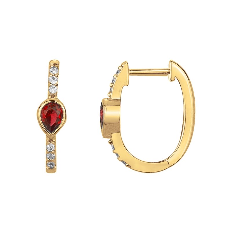 Créoles en Plaqué Or avec oxyde de zirconium rouge rubis