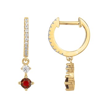 Créoles en Plaqué Or avec oxyde de zirconium rouge rubis