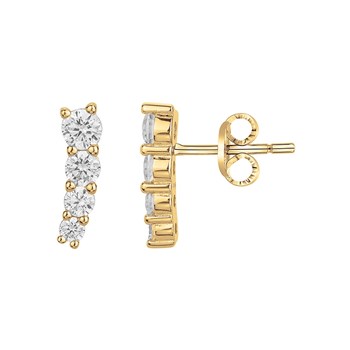 Boucles d'oreilles clous en Plaqué Or avec oxyde de zirconium blanc