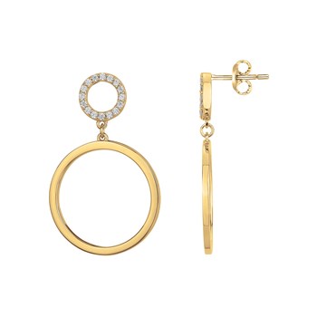 Boucles d'oreilles pendantes en Plaqué Or avec oxyde de zirconium blanc