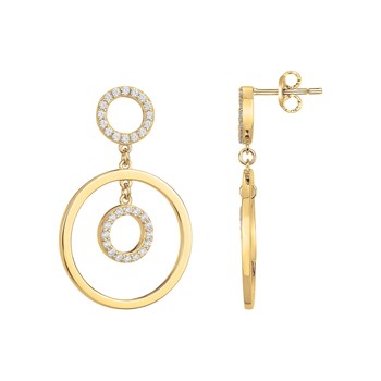 Boucles d'oreilles pendantes en Plaqué Or avec oxyde de zirconium blanc