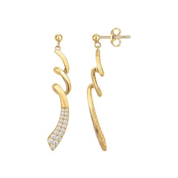 Boucles d'oreilles pendantes en Plaqué Or avec oxyde de zirconium blanc