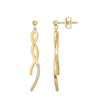 Boucles d'oreilles pendantes en Plaqué Or avec oxyde de zirconium blanc