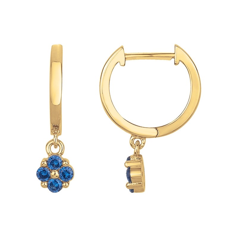 Créoles en Plaqué Or avec oxyde de zirconium bleu saphir