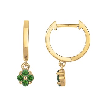 Créoles en Plaqué Or avec oxyde de zirconium vert emeraude