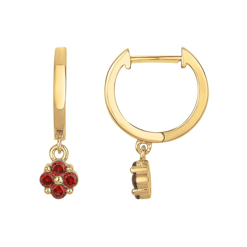 Créoles en Plaqué Or avec oxyde de zirconium rouge rubis