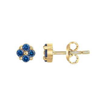 Boucles d'oreilles clous en Plaqué Or avec oxyde de zirconium bleu saphir