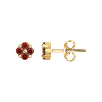 Boucles d'oreilles clous en Plaqué Or avec oxyde de zirconium rouge rubis