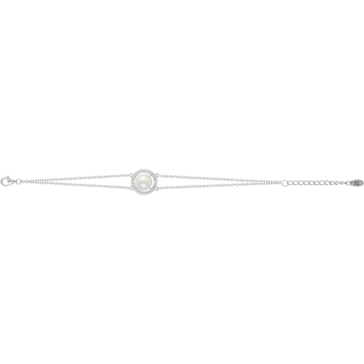 Bracelet souple mono-motif en Argent avec perle d'eau douce blanc