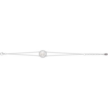 Bracelet souple mono-motif Astrid en Argent avec perle d'eau douce blanc