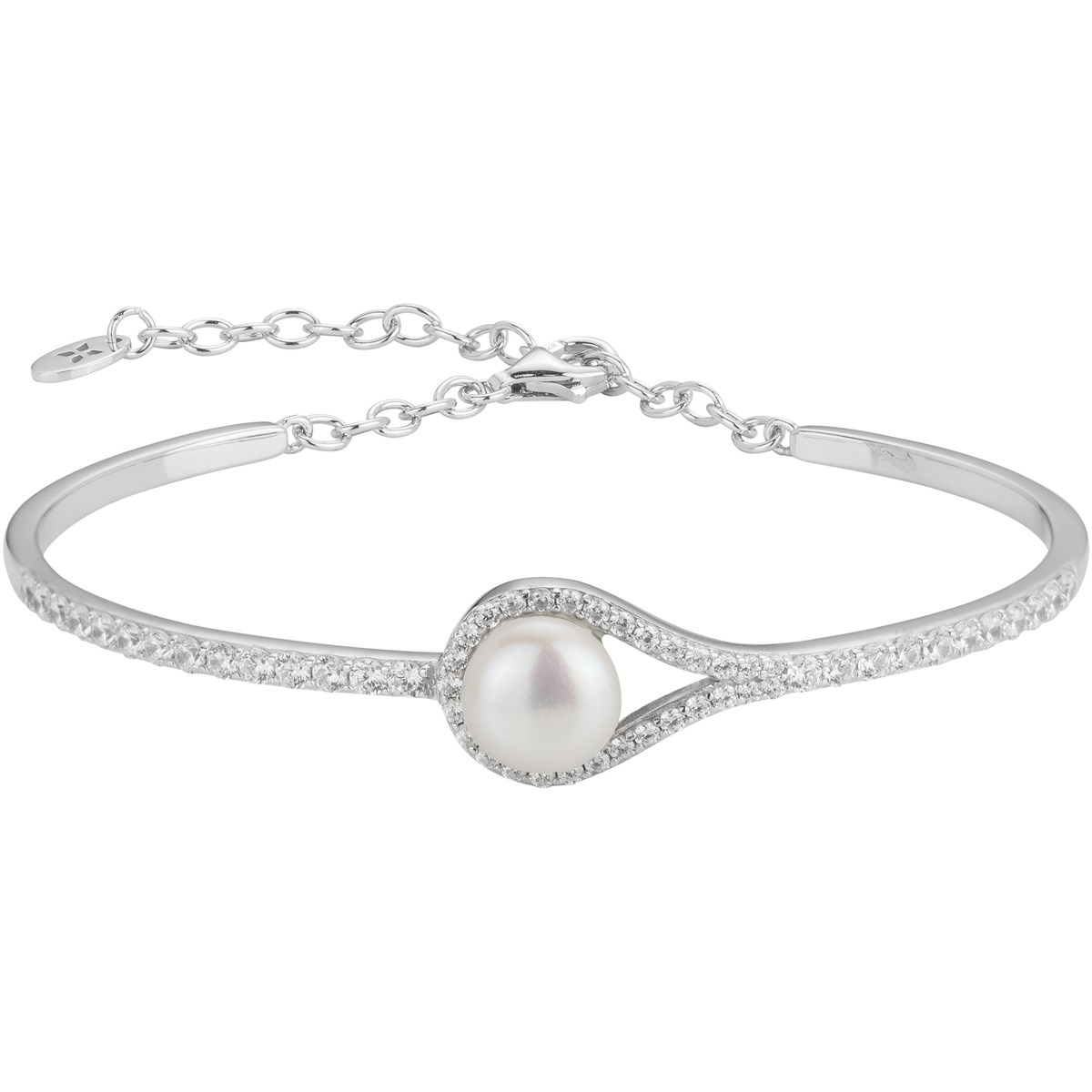 Bracelet semi-rigide Astrid en Argent avec perle d'eau douce blanc