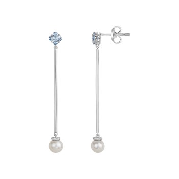 Boucles d'oreilles pendantes Astrid en Argent avec oxyde de zirconium bleu et blanc