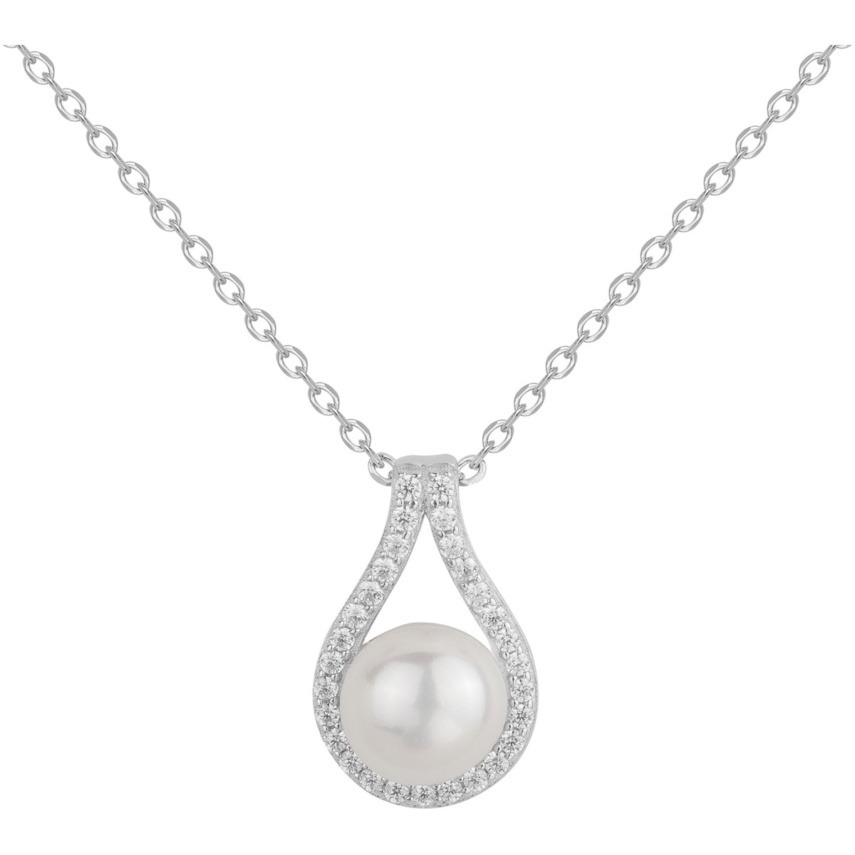 Collier mono-motif Astrid en Argent avec perle d'eau douce blanc