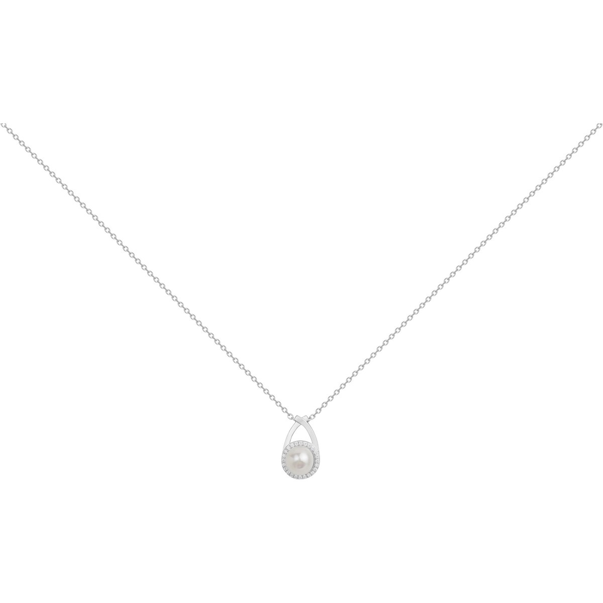 Collier mono-motif Astrid en Argent avec perle d'eau douce blanc