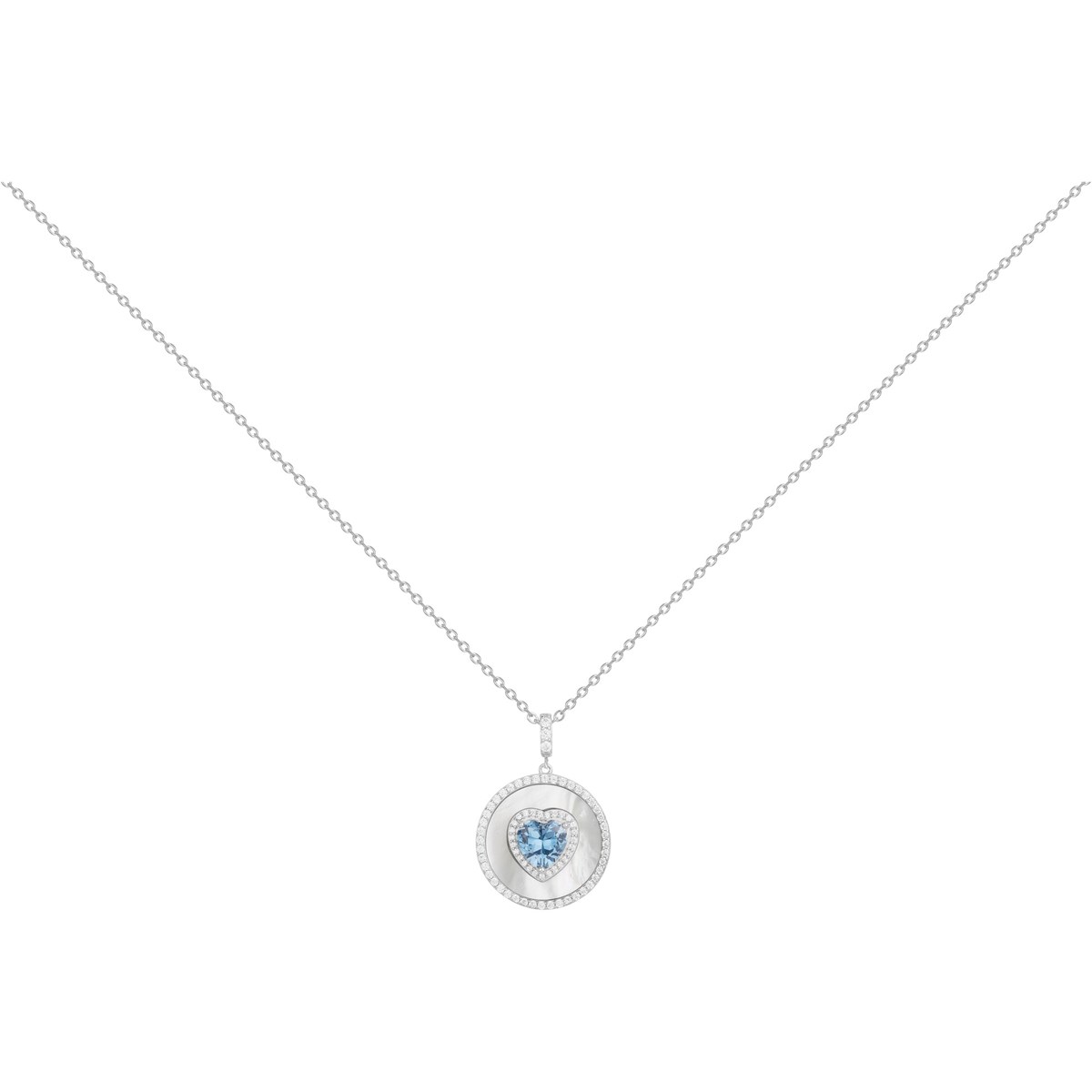Collier mono-motif Mathilde en Argent avec oxyde de zirconium bleu topaze