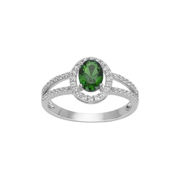 Bague en Argent avec oxyde de zirconium vert emeraude