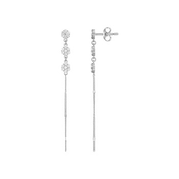 Boucles d'oreilles pendantes en Argent avec oxyde de zirconium blanc