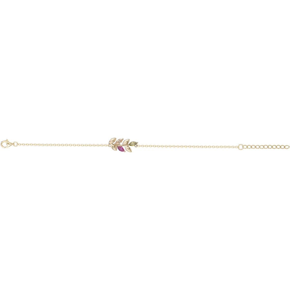 Bracelet souple mono-motif en Plaqué Or avec oxyde de zirconium multicolore