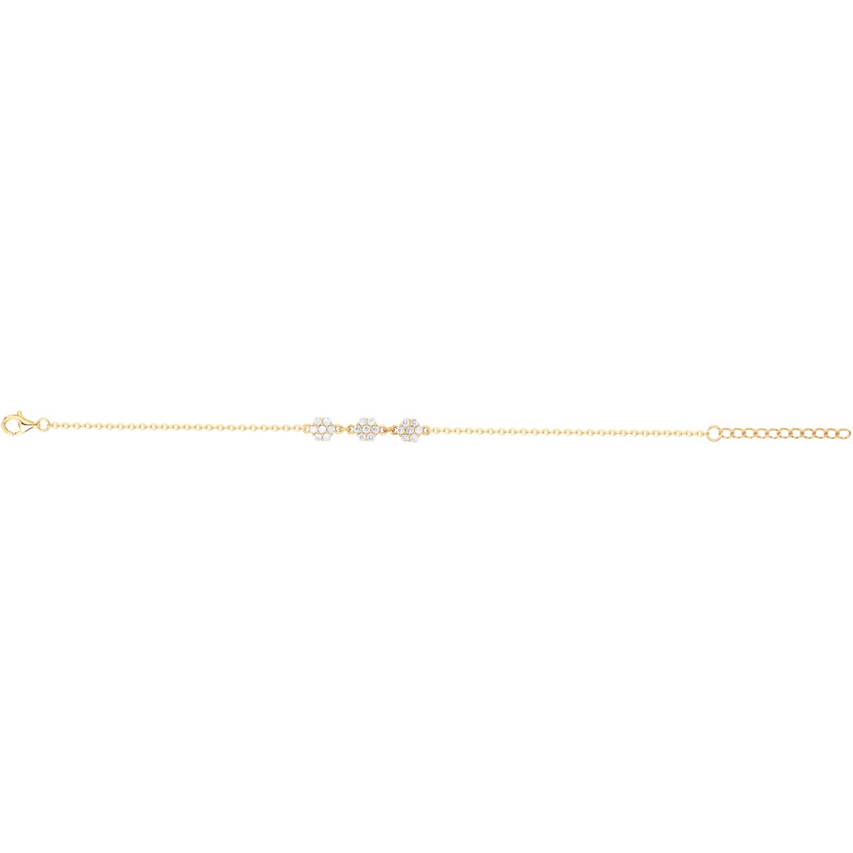 Bracelet souple mono-motif en Plaqué Or avec oxyde de zirconium blanc