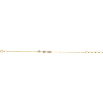 Bracelet souple mono-motif en Plaqué Or avec oxyde de zirconium multicolore