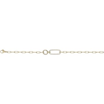 Bracelet souple mono-motif en Plaqué Or avec oxyde de zirconium blanc