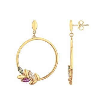 Boucles d'oreilles pendantes en Plaqué Or avec oxyde de zirconium multicolore