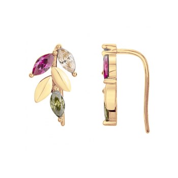 Boucles d'oreilles earcuff en Plaqué Or avec oxyde de zirconium multicolore