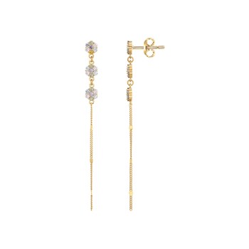 Boucles d'oreilles pendantes en Plaqué Or avec oxyde de zirconium blanc