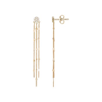Boucles d'oreilles pendantes en Plaqué Or avec oxyde de zirconium blanc