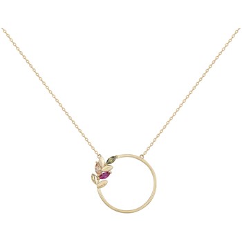 Collier mono-motif en Plaqué Or avec oxyde de zirconium multicolore