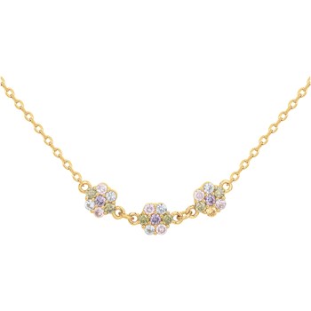 Collier multi-motifs en Plaqué Or avec oxyde de zirconium multicolore