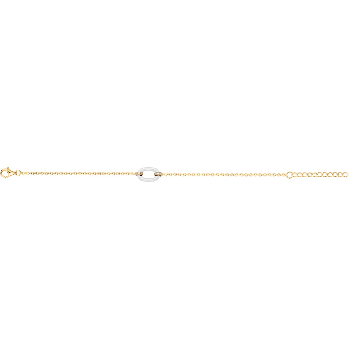 Bracelet souple mono-motif Jeanne en Plaqué Or avec oxyde de zirconium blanc