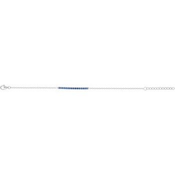 Bracelet souple mono-motif en Argent avec oxyde de zirconium bleu saphir