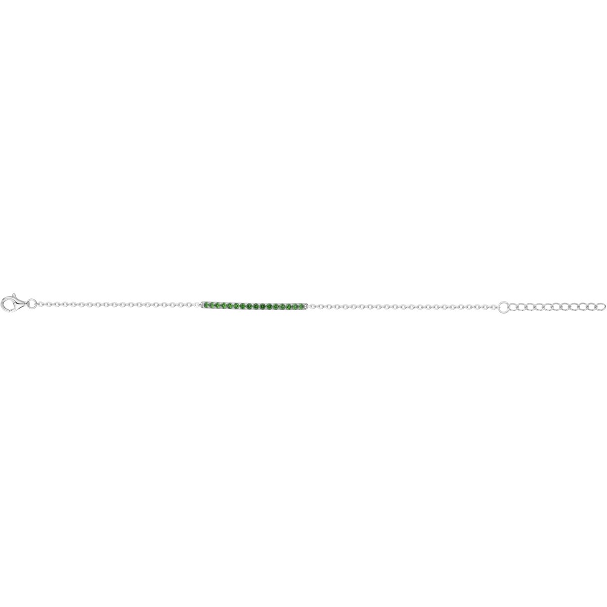Bracelet souple mono-motif en Argent avec oxyde de zirconium vert emeraude