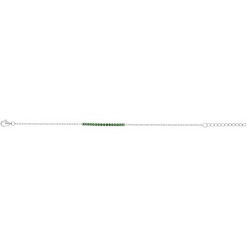Bracelet souple mono-motif en Argent avec oxyde de zirconium vert emeraude