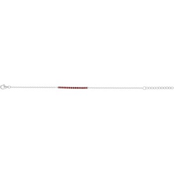 Bracelet souple mono-motif en Argent avec oxyde de zirconium rouge rubis