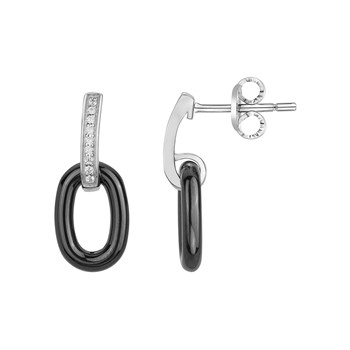 Boucles d'oreilles pendantes Jeanne en Argent avec oxyde de zirconium blanc