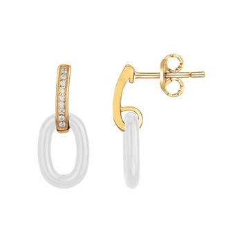 Boucles d'oreilles pendantes Jeanne en Plaqué Or avec oxyde de zirconium blanc