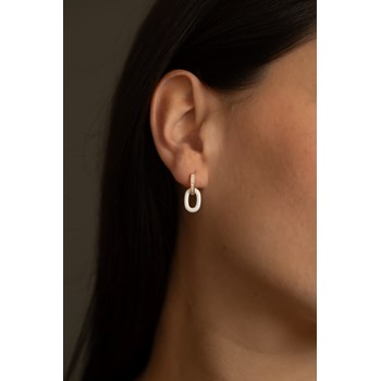 Boucles d'oreilles pendantes Jeanne en Plaqué Or avec oxyde de zirconium blanc