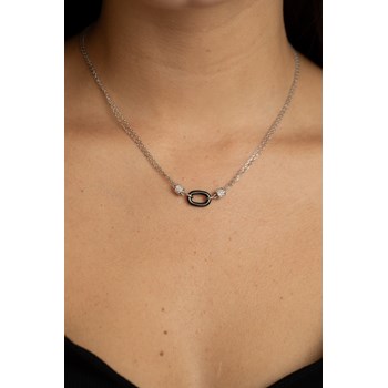 Collier double chaînes Estelle en Argent avec oxyde de zirconium blanc
