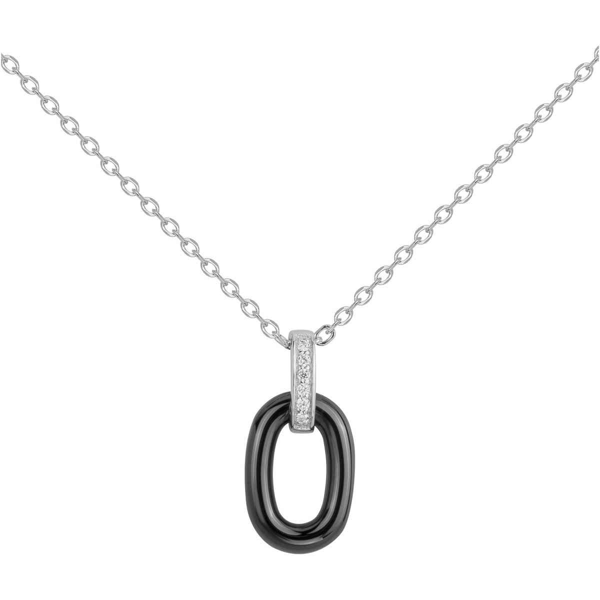 Collier mono-motif Jeanne en Argent avec oxyde de zirconium blanc