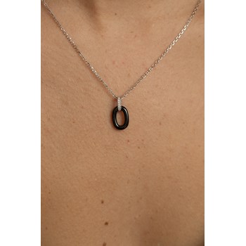 Collier mono-motif Jeanne en Argent avec oxyde de zirconium blanc