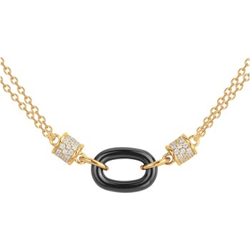 Collier double chaînes Estelle en Plaqué Or avec oxyde de zirconium blanc