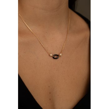 Collier double chaînes Estelle en Plaqué Or avec oxyde de zirconium blanc