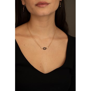 Collier double chaînes Estelle en Plaqué Or avec oxyde de zirconium blanc