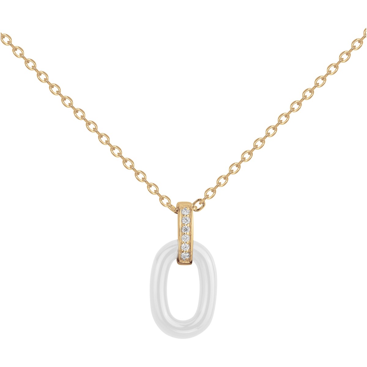 Collier mono-motif Jeanne en Plaqué Or avec oxyde de zirconium blanc