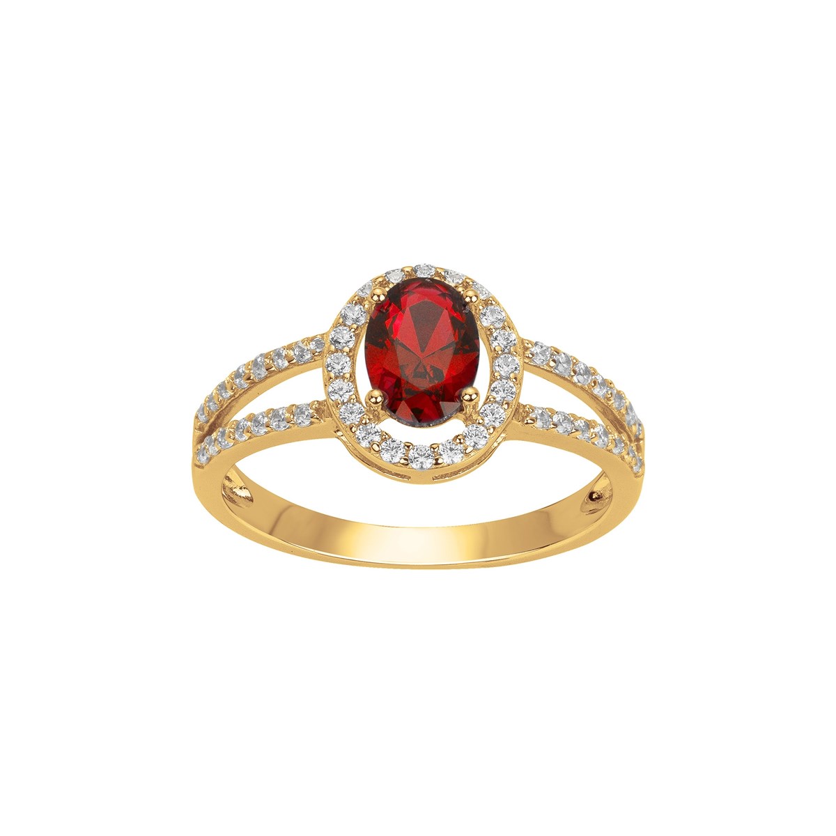 Bague en Plaqué Or avec oxyde de zirconium rouge rubis