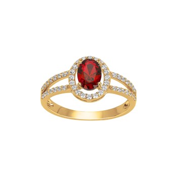 Bague en Plaqué Or avec oxyde de zirconium rouge rubis