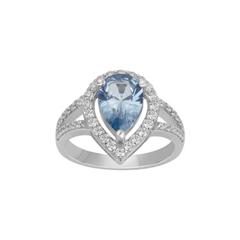 Bague Philippine en Argent avec oxyde de zirconium bleu topaze